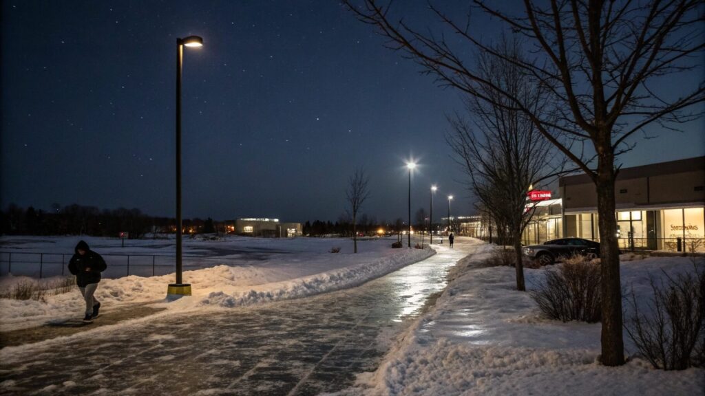 snowy scene with slip and fall danger